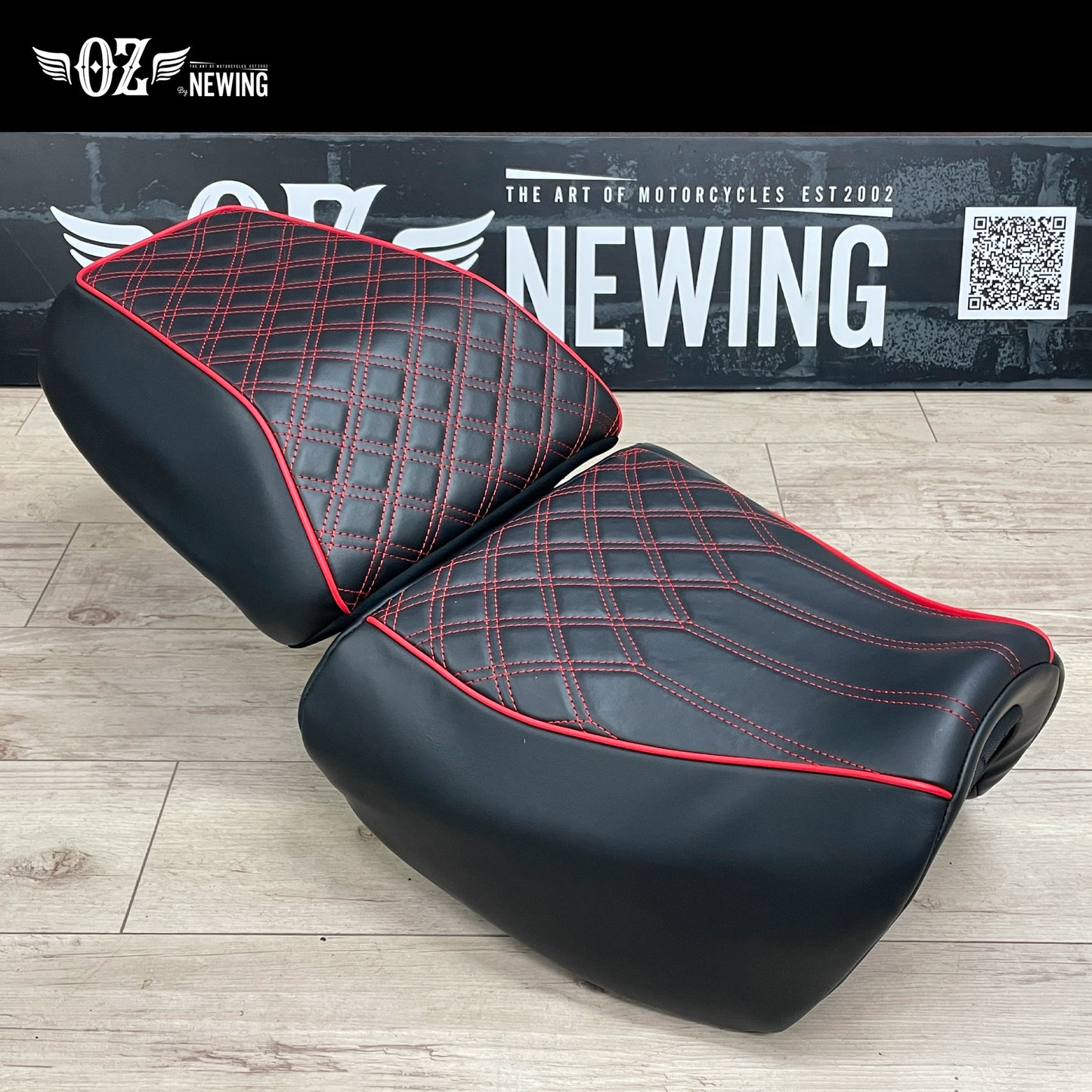 【OZbyNEWINGオリジナル】PAN AMERICA1250専用｜プレミアムシートカバー 2ピースセット｜高精度フィット＆6色パイピングカスタム